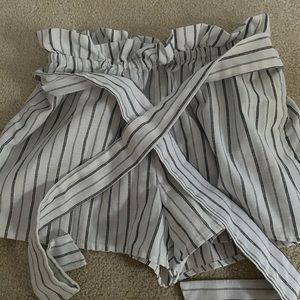 Striped Paper Bag Shorts
